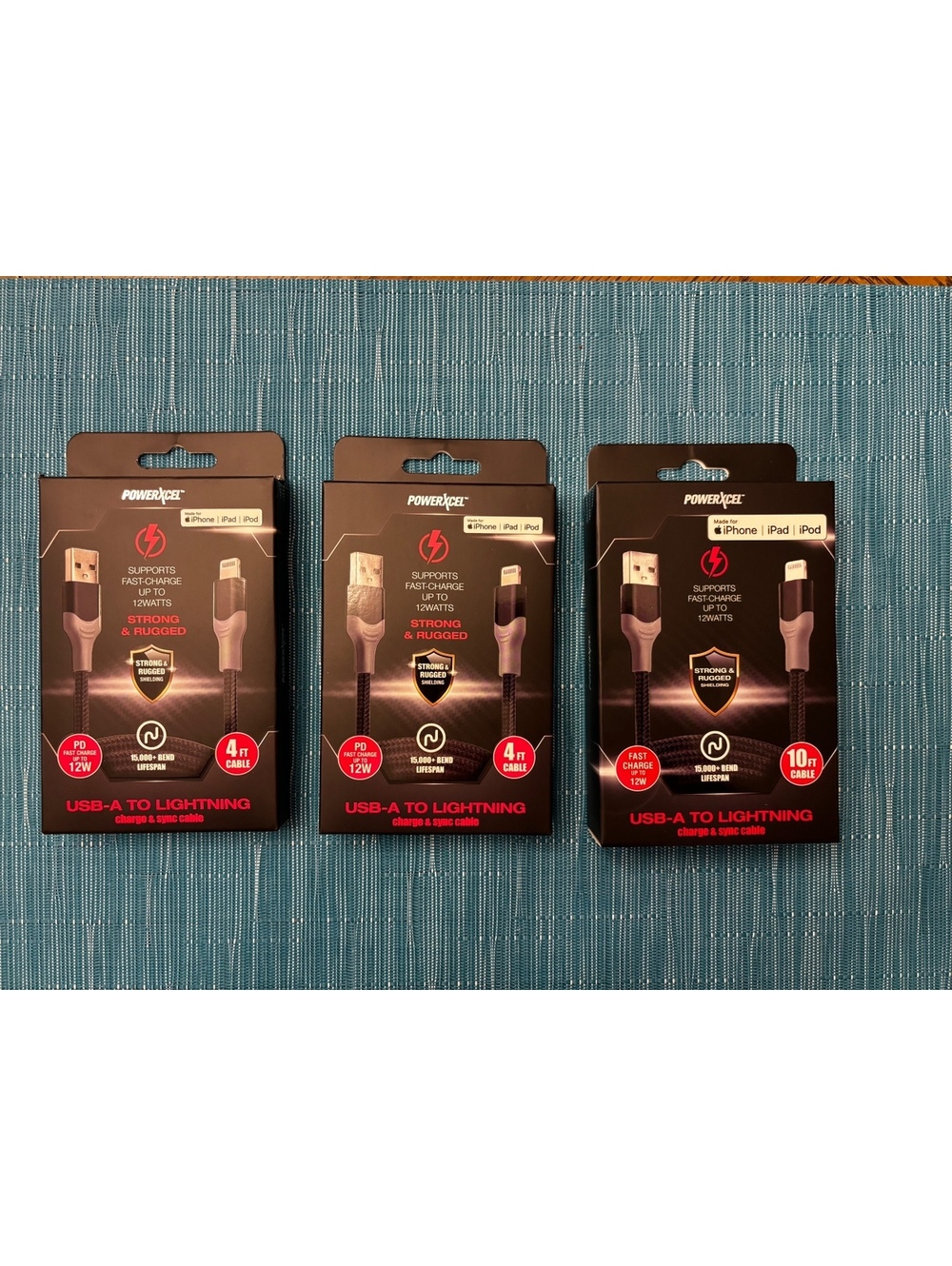 Powerxcel 3 Piece iPhone/iPad/iPod Charger Bundle USB-A To Fast
